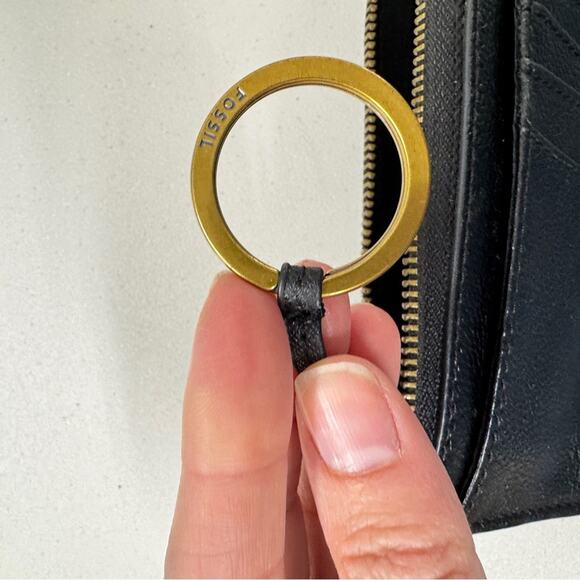 Fossil Black Pebbled Leather Zip Wallet Card Holder Womens Small Classic - Picture 3 of 11